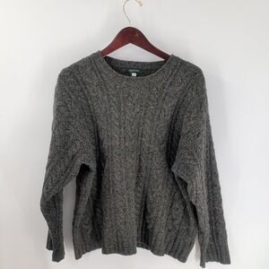 Vintage 90's Giordano Crewneck Cable Knit Retro Pullover Sweater Gray Size L